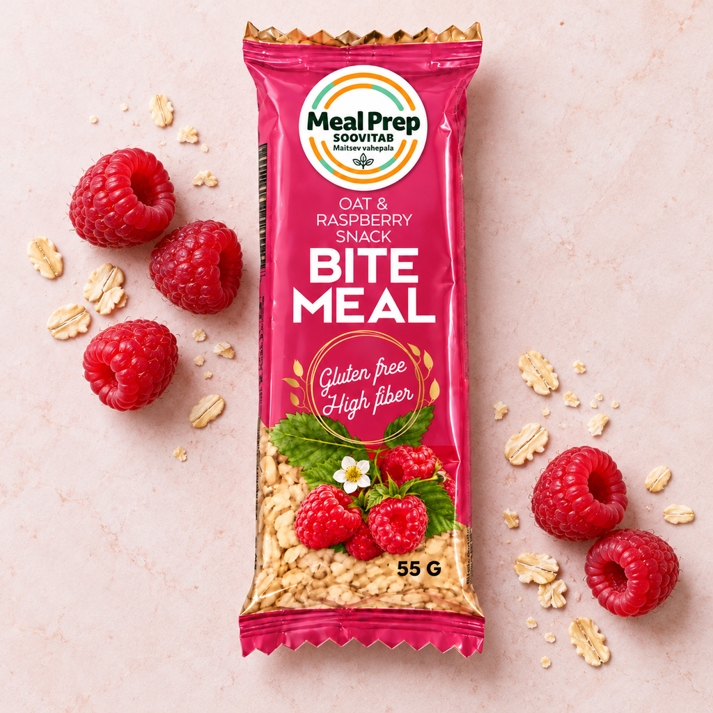 Raspberry bar on a soft pink background